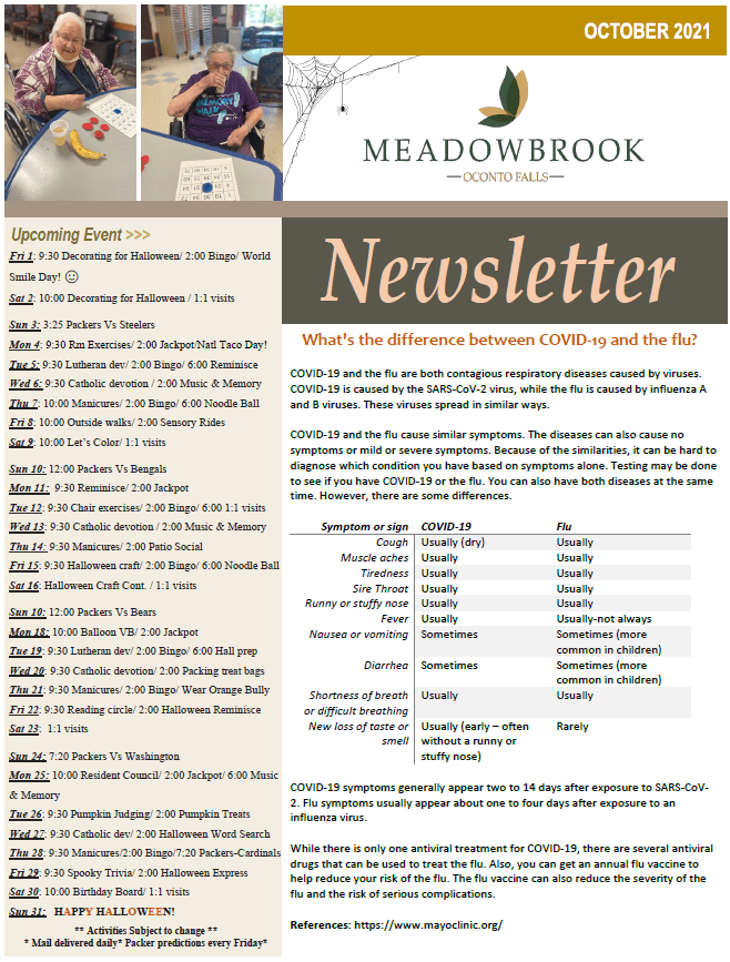 NEWSLETTER Meadowbrook at Oconto Falls