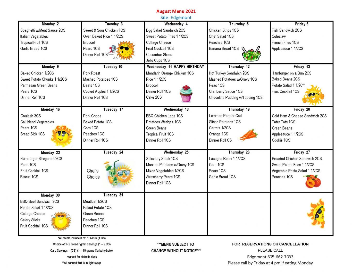 Meal On Wheels Western South Dakota Current Menus