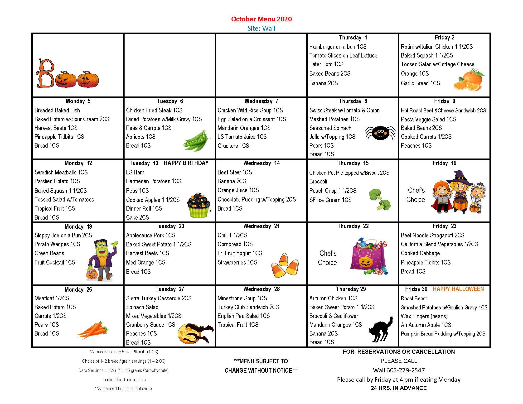 Meal On Wheels Western South Dakota Current Menus