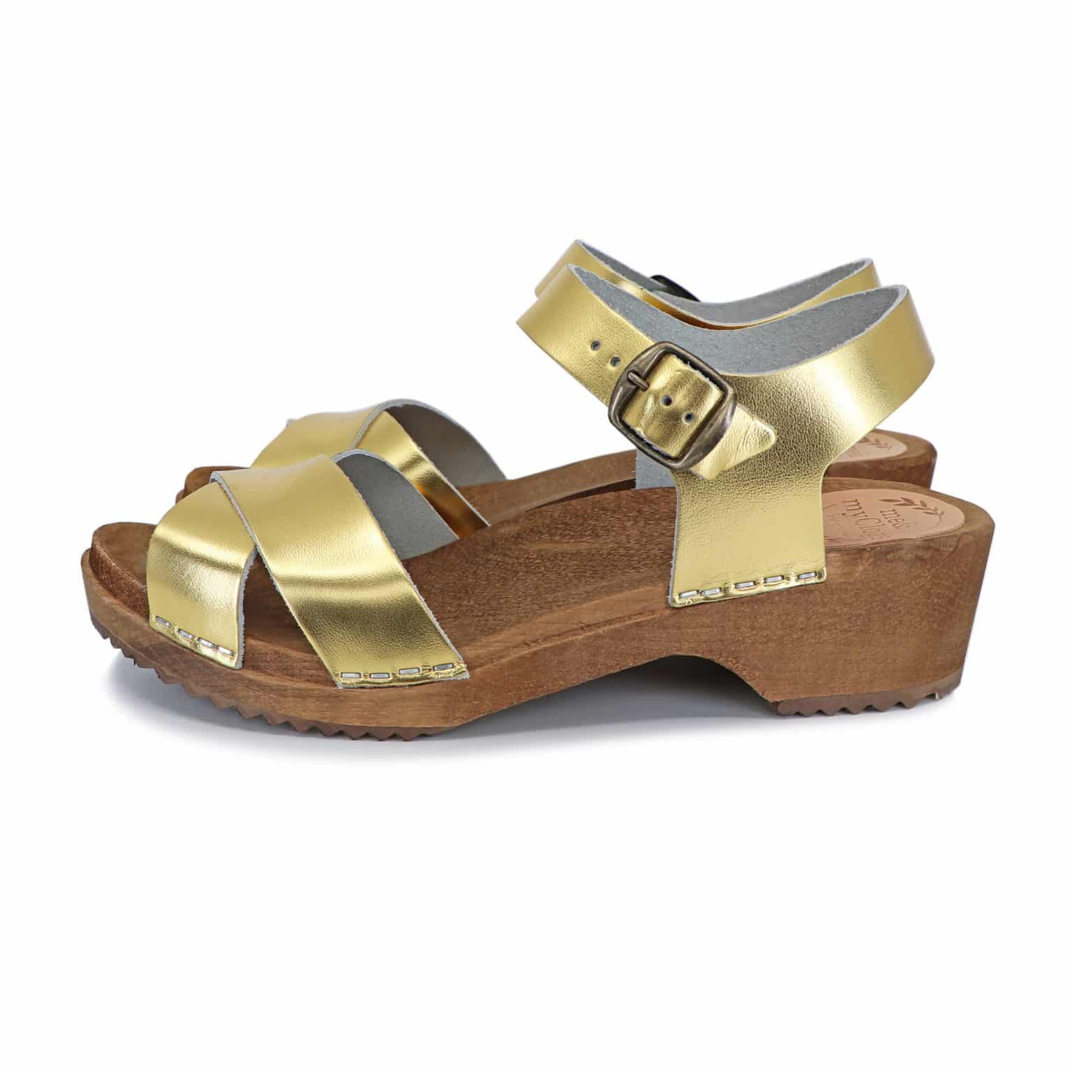 MÄRTA Holzclogs Sandale flach GOLD me and my clogs