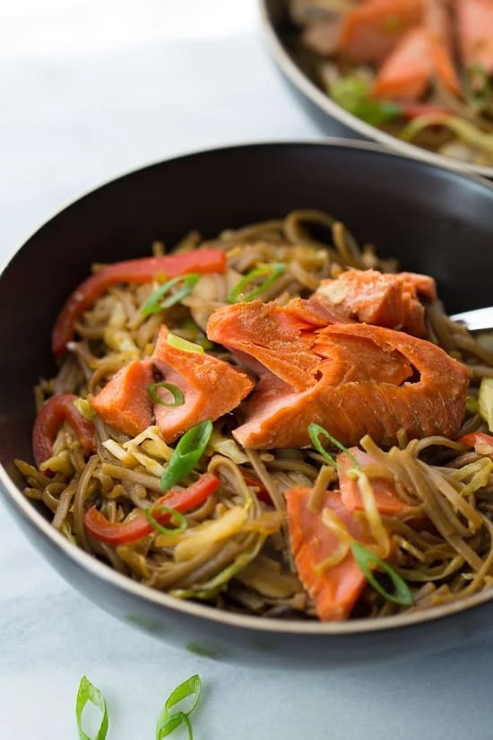Honey Lime Salmon and Soba Noodle StirFry Meaningful Eats