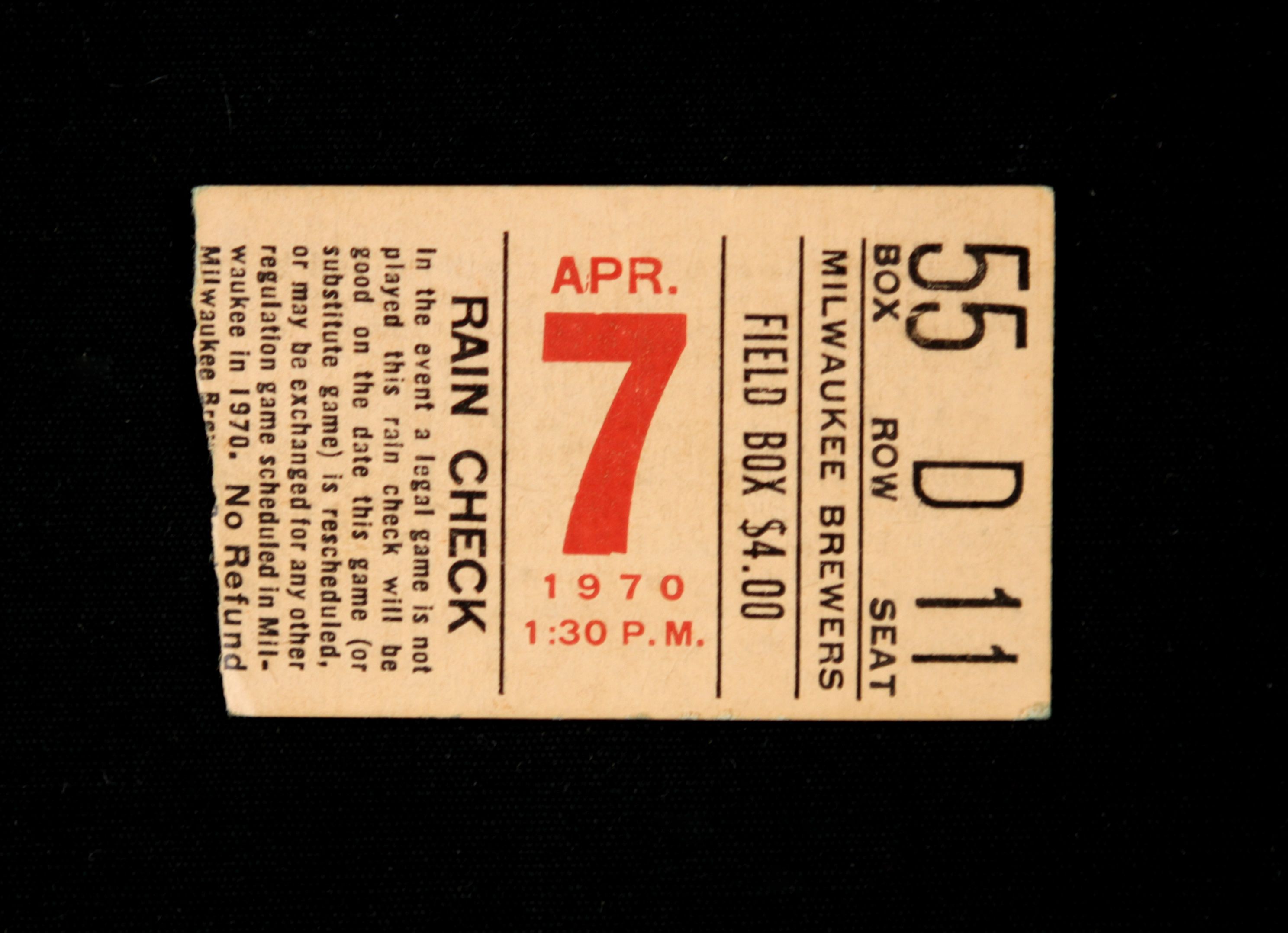 Lot Detail 1970 Milwaukee Brewers First Game Ticket Stub