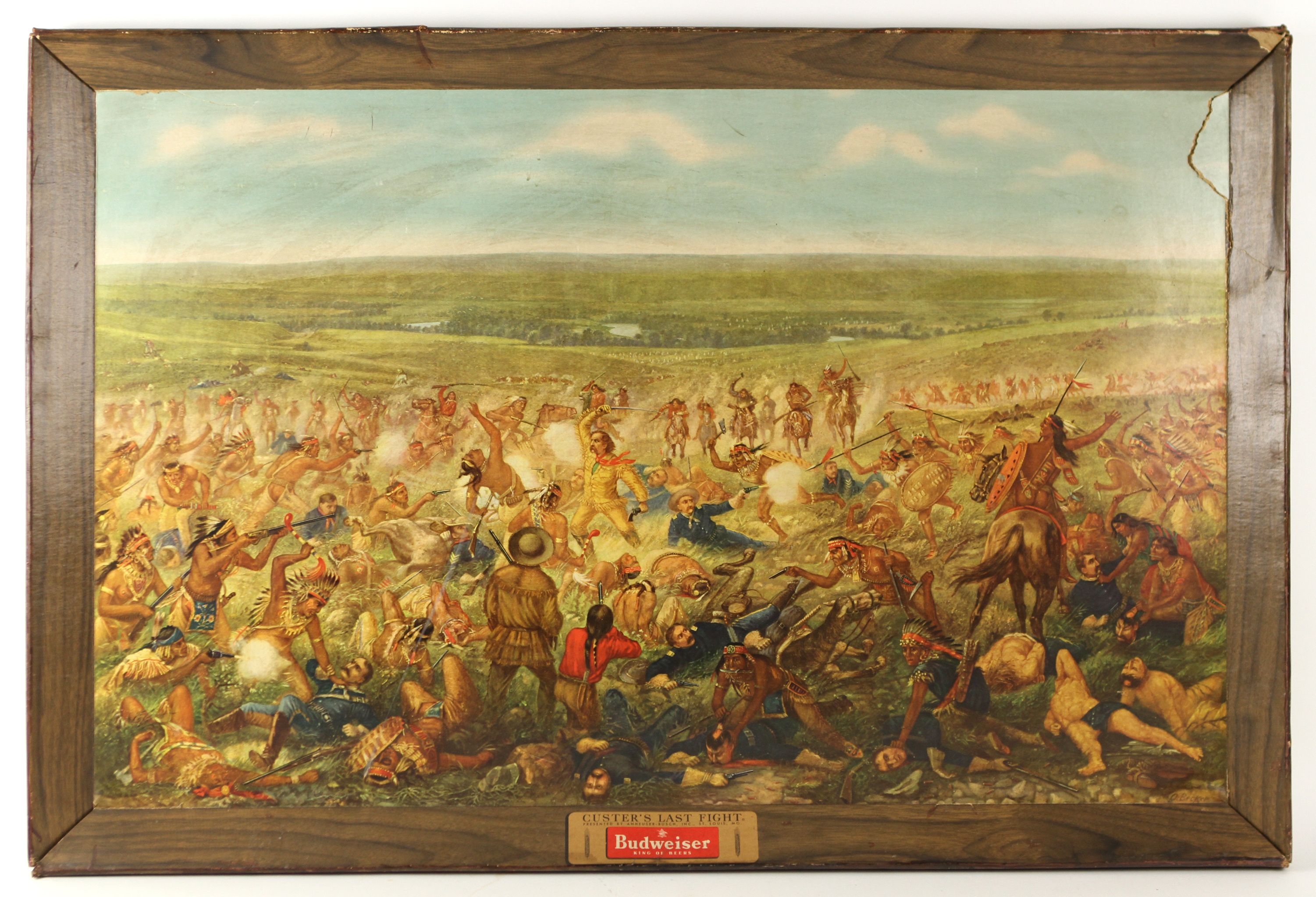 Lot Detail 1952 circa Custer's Last Fight 28" x 41" Budweiser