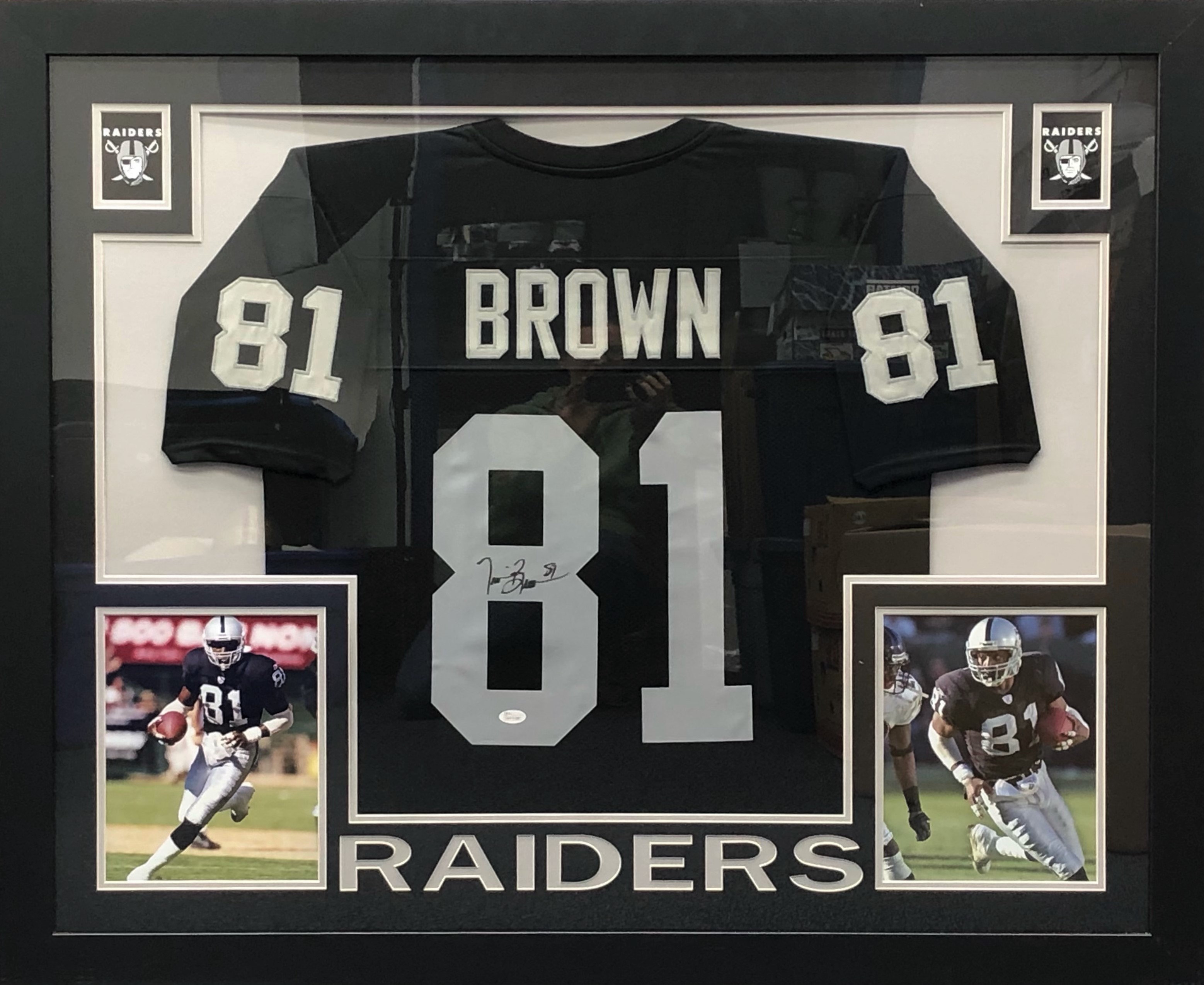 Lot Detail 2000's Tim Brown Oakland Raiders 36" x 44" Framed Signed