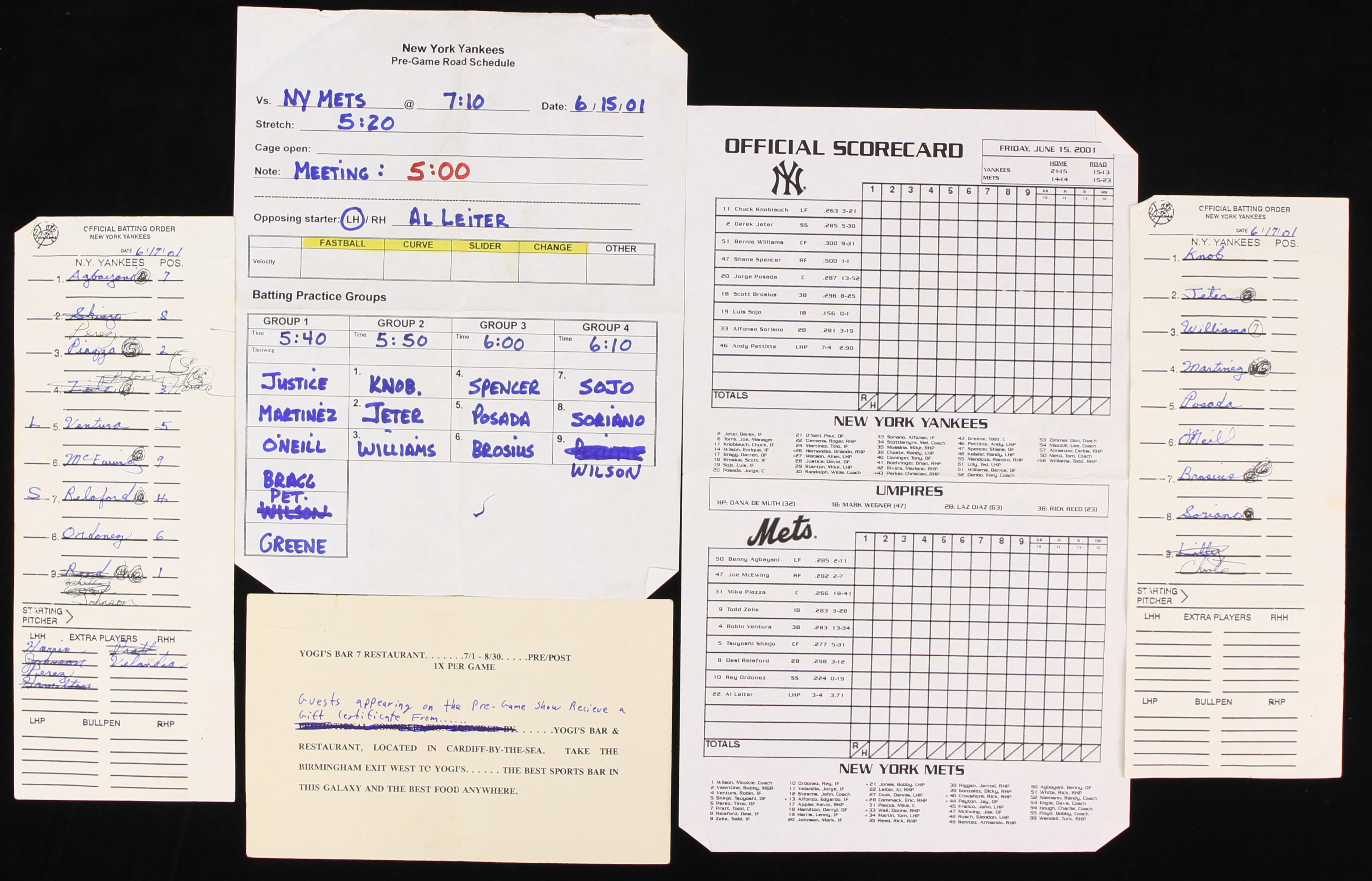 Lot Detail 2001 New York Mets Official Scorecard, Batting Order
