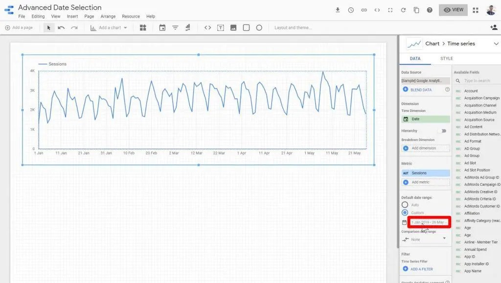 Using the Advanced Date Filters in Looker Studio