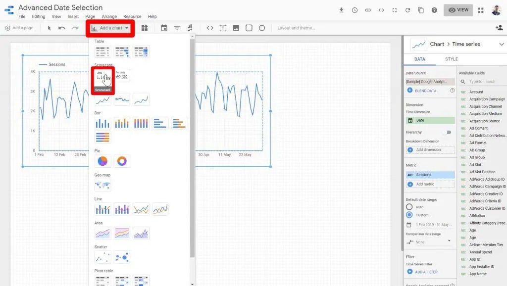 Using the Advanced Date Filters in Looker Studio