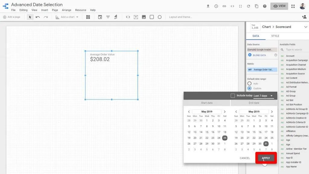 Using the Advanced Date Filters in Looker Studio
