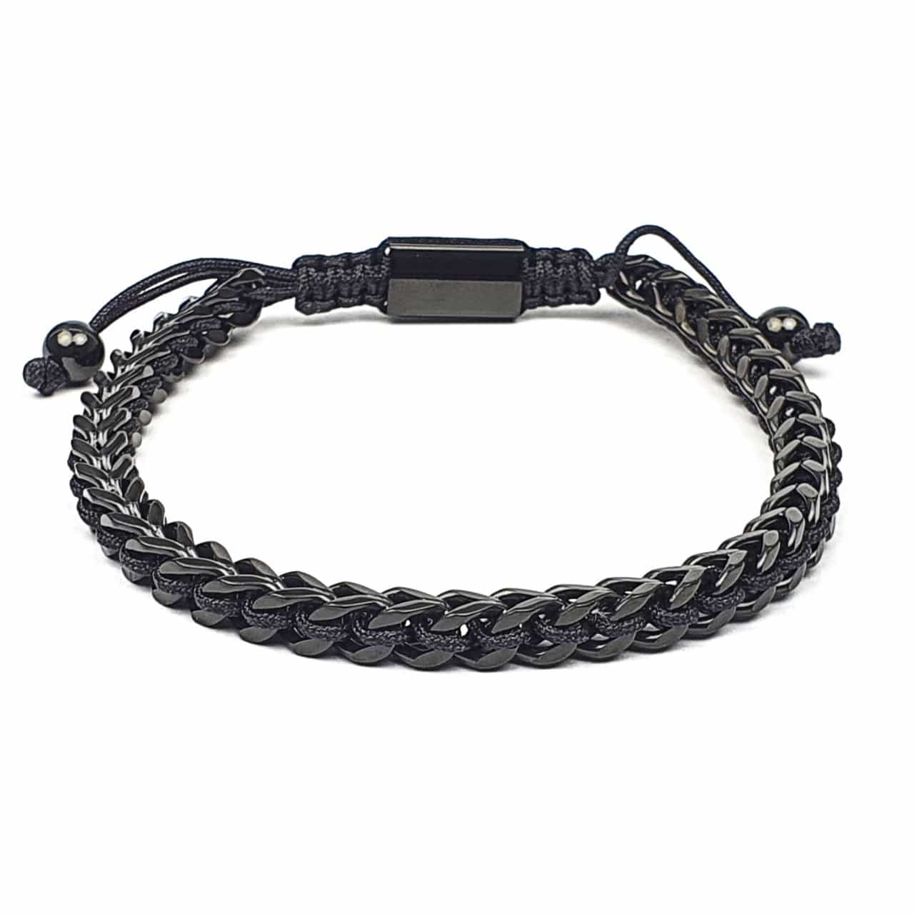 Me1454 Black Chain Stainless Steel / Black String Bracelet Mecal
