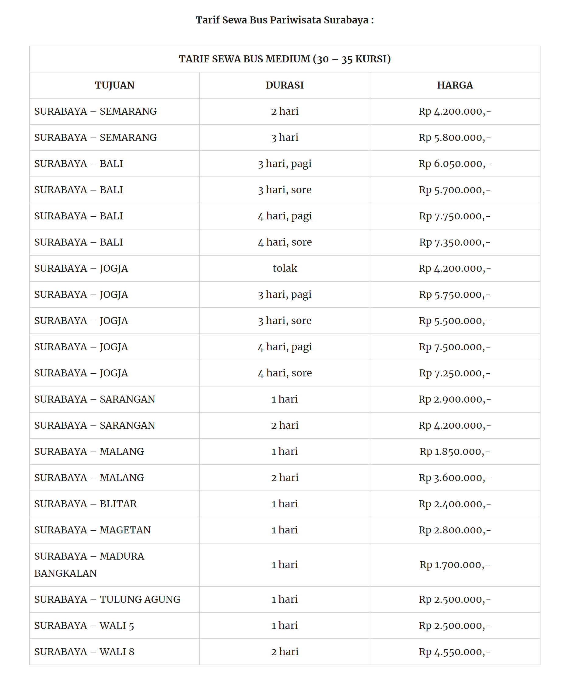 Sewa Bus Mini Sewa Mobil Surabaya Mecca Rent Car