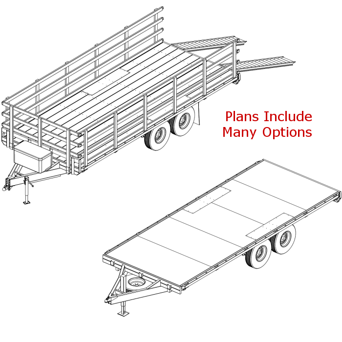 16K by 20' DeckOver Trailer Plans Tandem Axle, Ramps & More