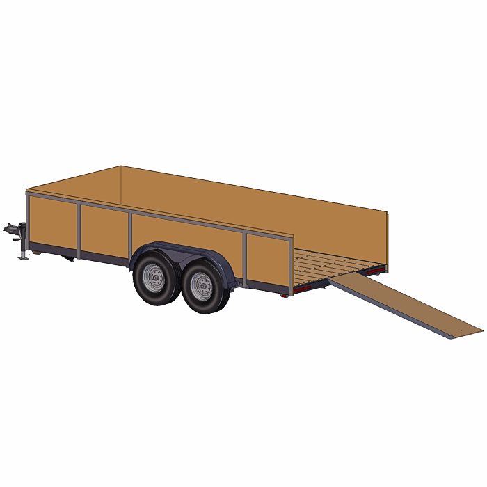 Flatbed Trailer Plans 6'10" x 16' Deck, 12,000 to 16,000 Options