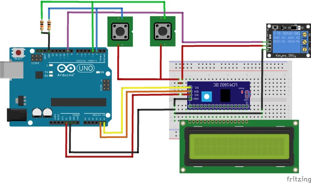 Timer switch with Relay and LCD Arduino code