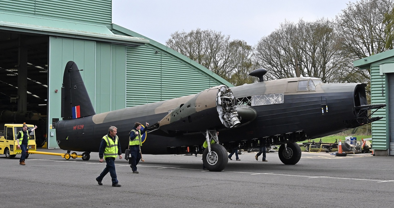 Restored Wellington Bomber moved into RAF Museum Display Hall