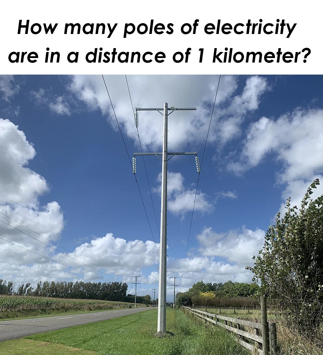 How many poles of electricity are in a distance of 1 kilometer