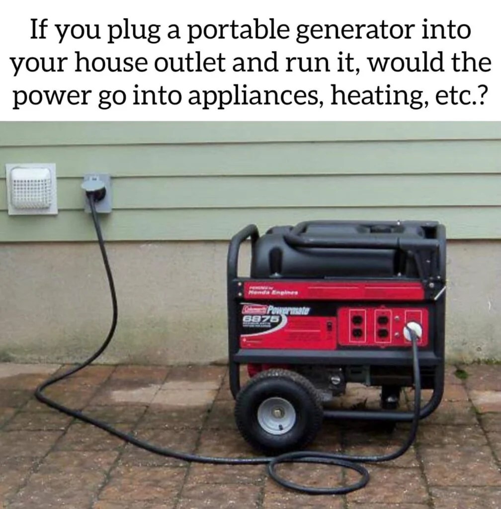 If I plug a portable generator into my house outlet and run it, would