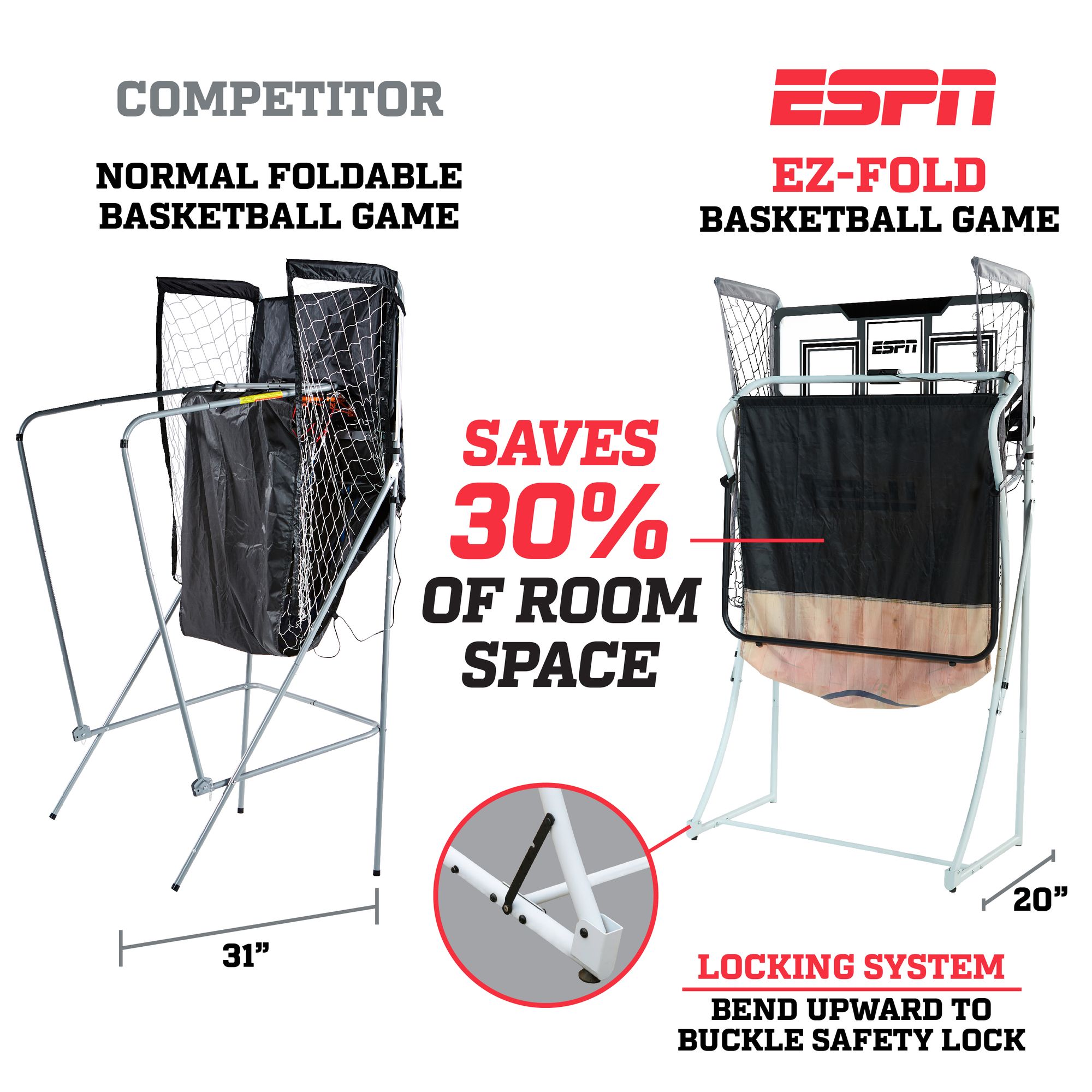 ESPN EZFold 2Player Arcade Basketball Game (PC Backboard) MD Sports