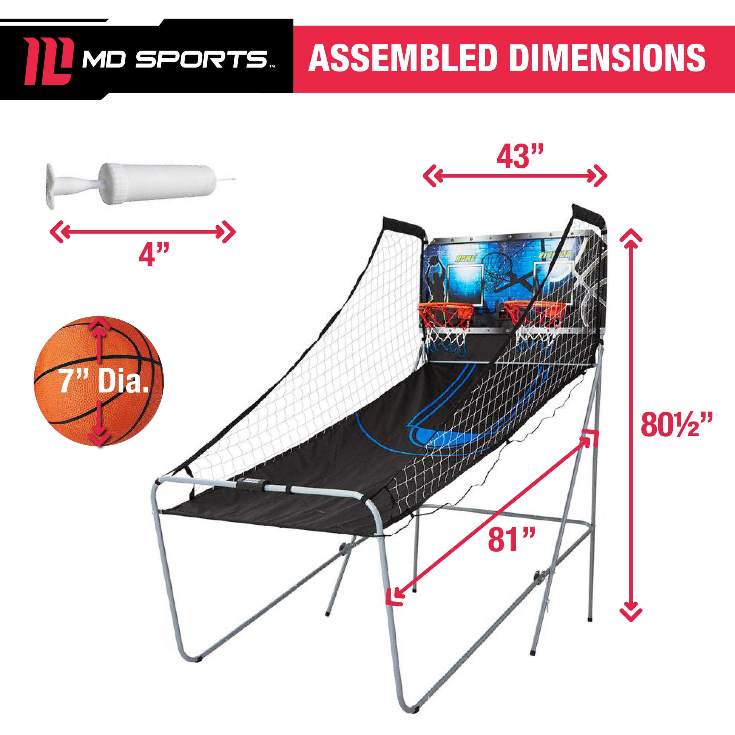 MD Sports 2Player Arcade Basketball Game (Black/Blue) MD Sports