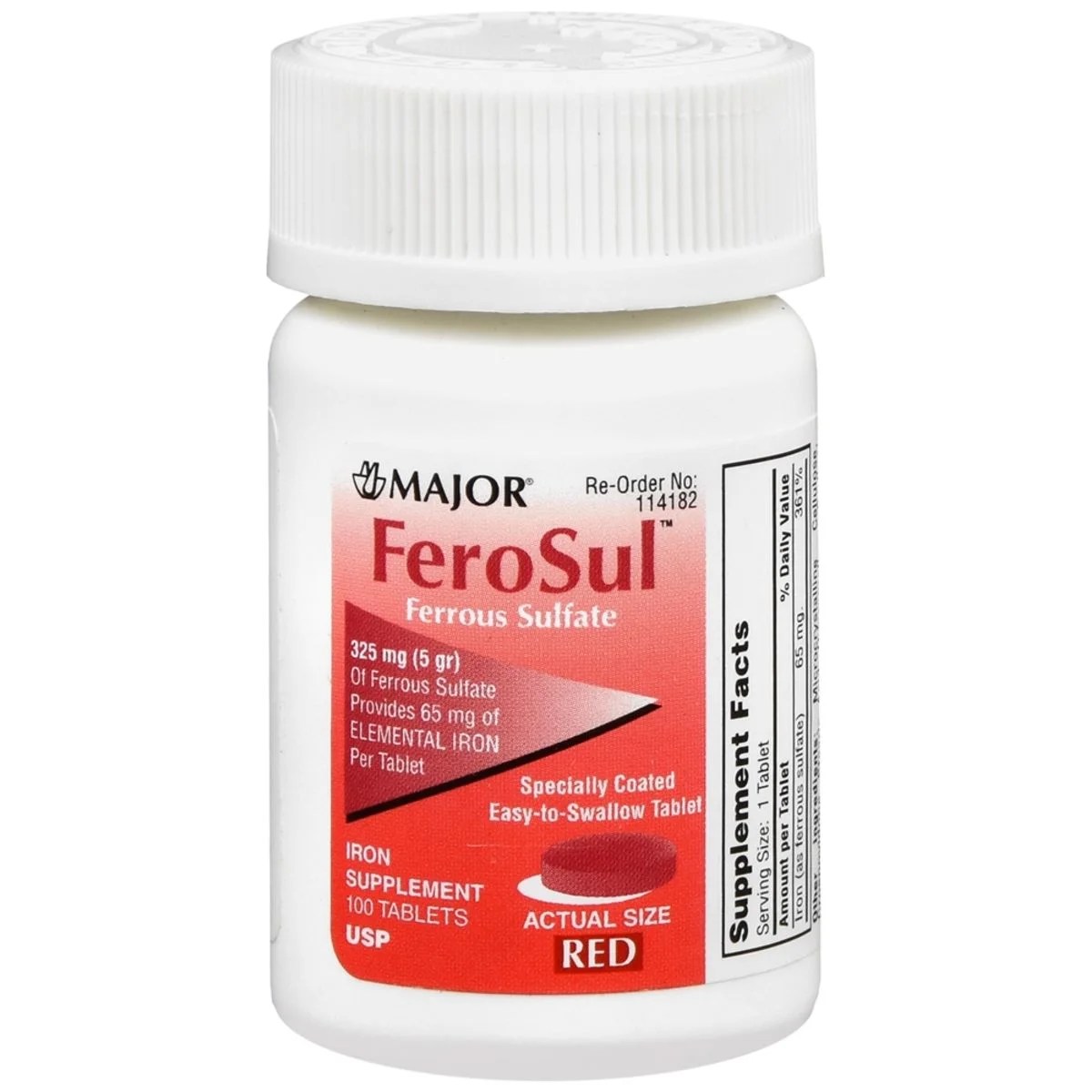 MAJOR FeroSul Red Iron Supplement Tablets 100 TB Medcare
