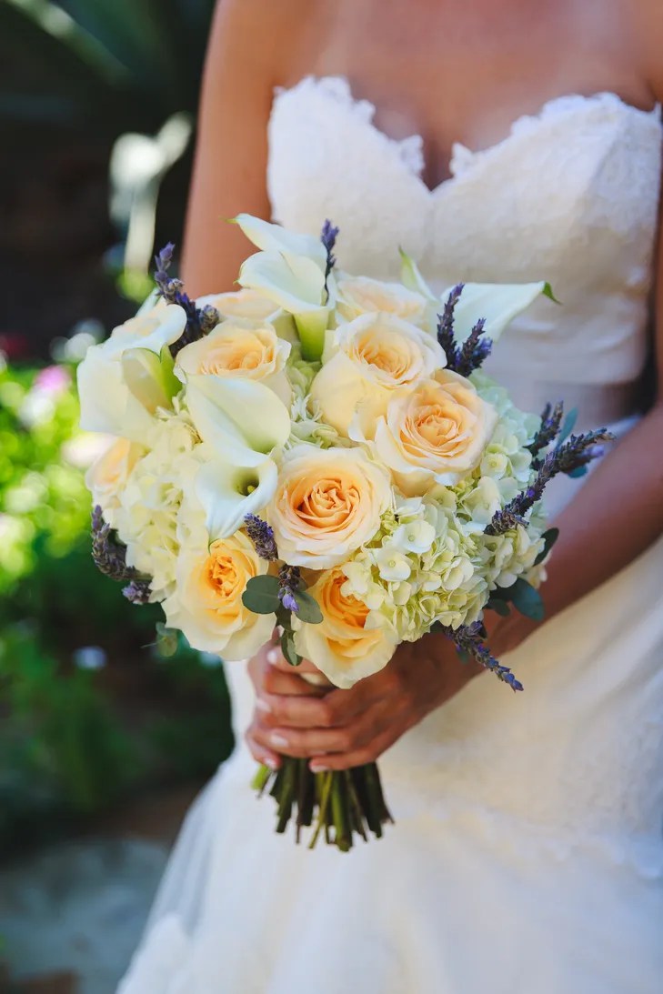 Calla Lily, Garden Rose and Lavender Bouquet