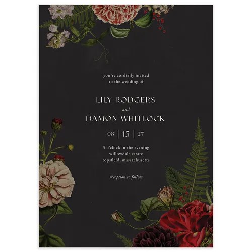 Gothic Floral Bridal Shower Invitations