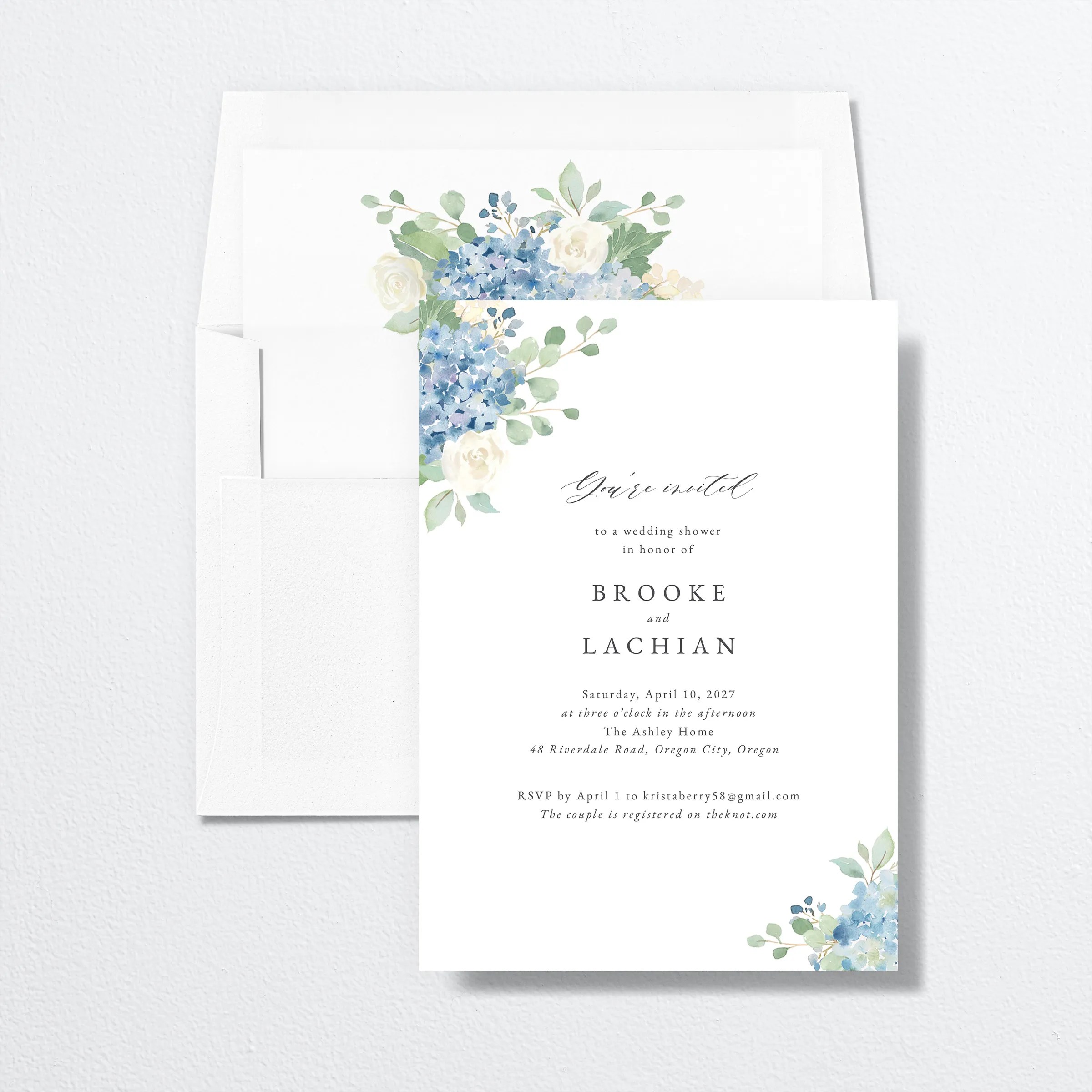 Elegant Hydrangea Bridal Shower Invitations The Knot