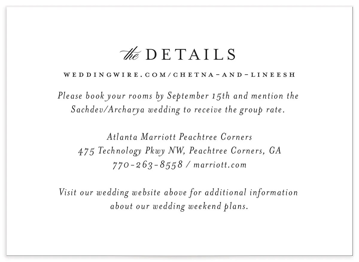 Classic Script Wedding Enclosure Cards