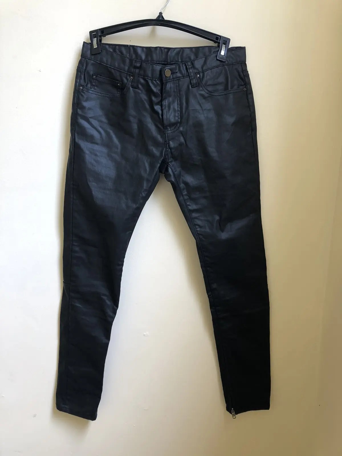 MNML Black waxed denim jeans Grailed