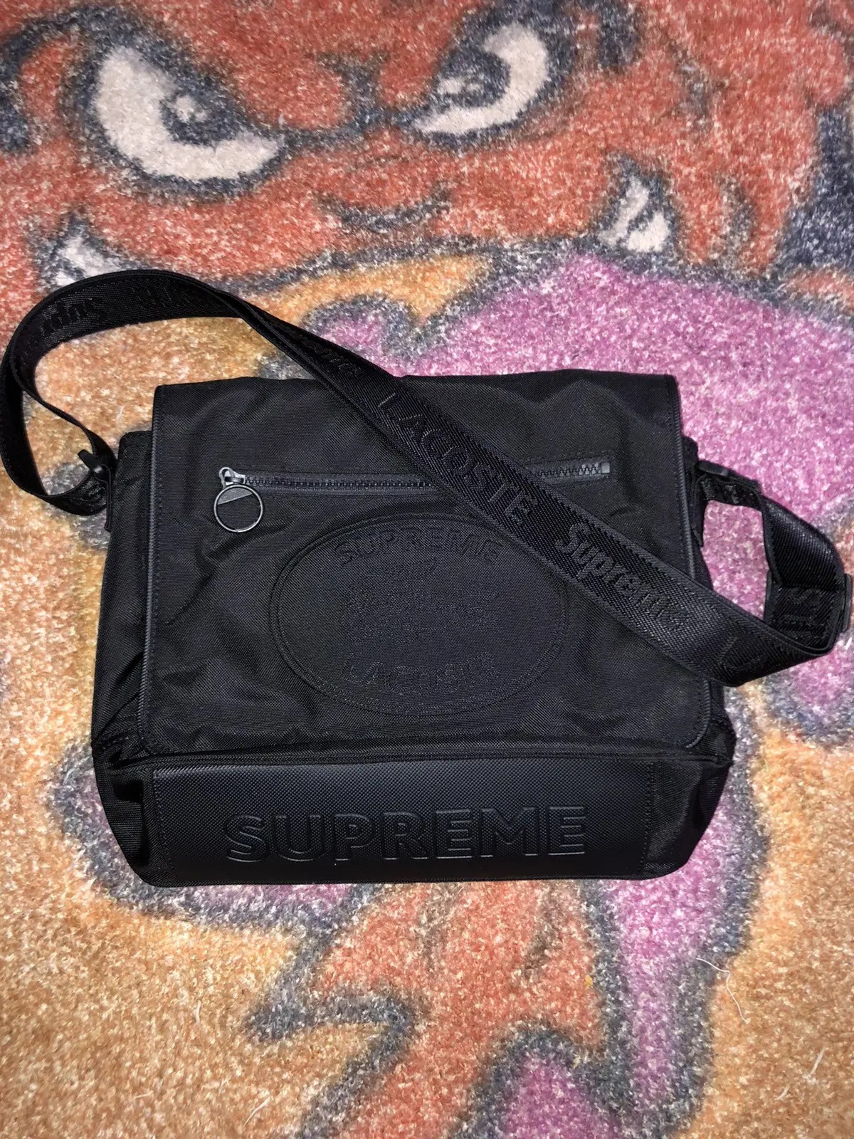 Supreme Supreme x Lacoste Black Messenger Bag Grailed