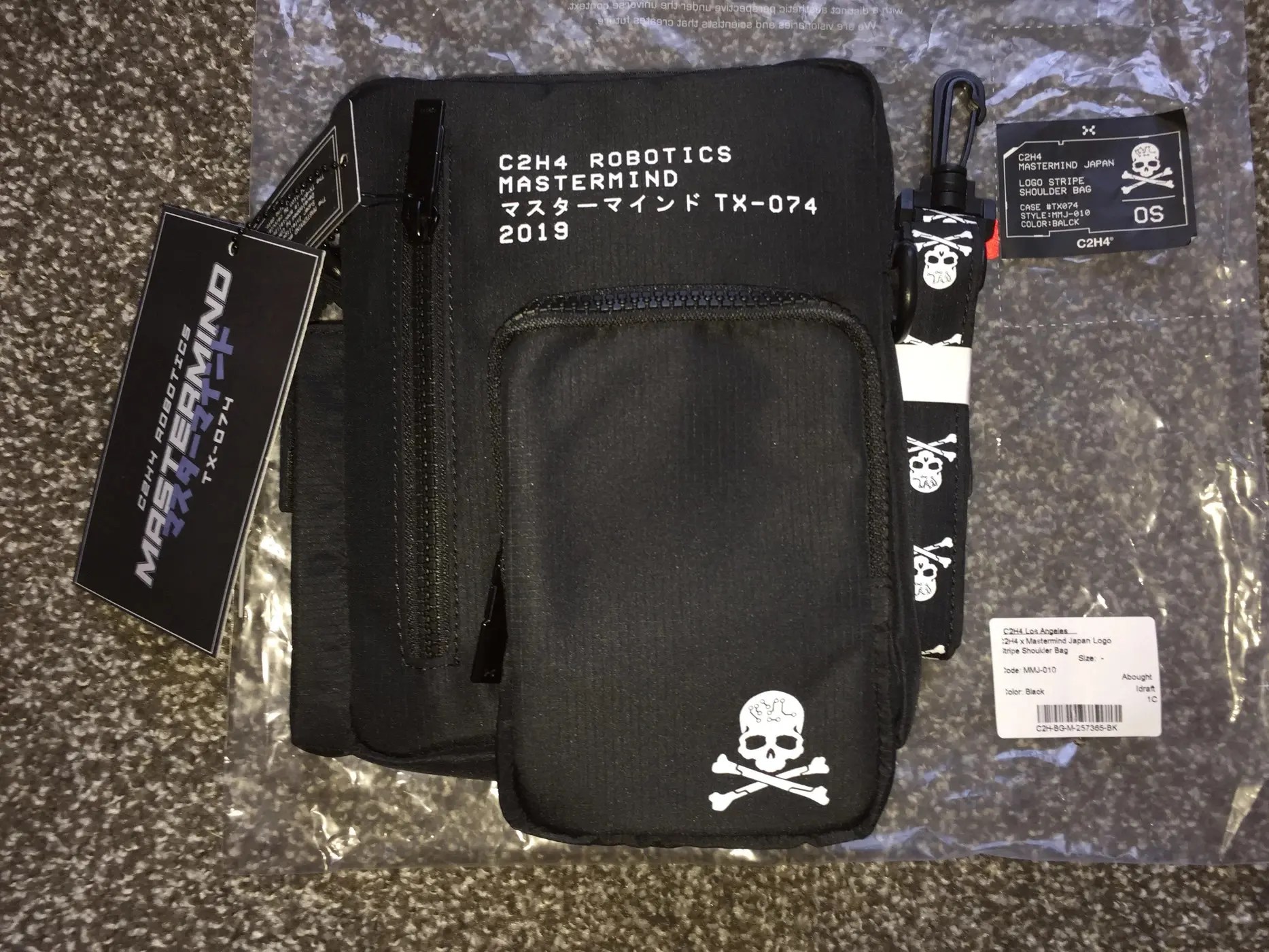 Mastermind Japan C2H4 Mastermind Japan Skull Logo Stripe Shoulder Bag