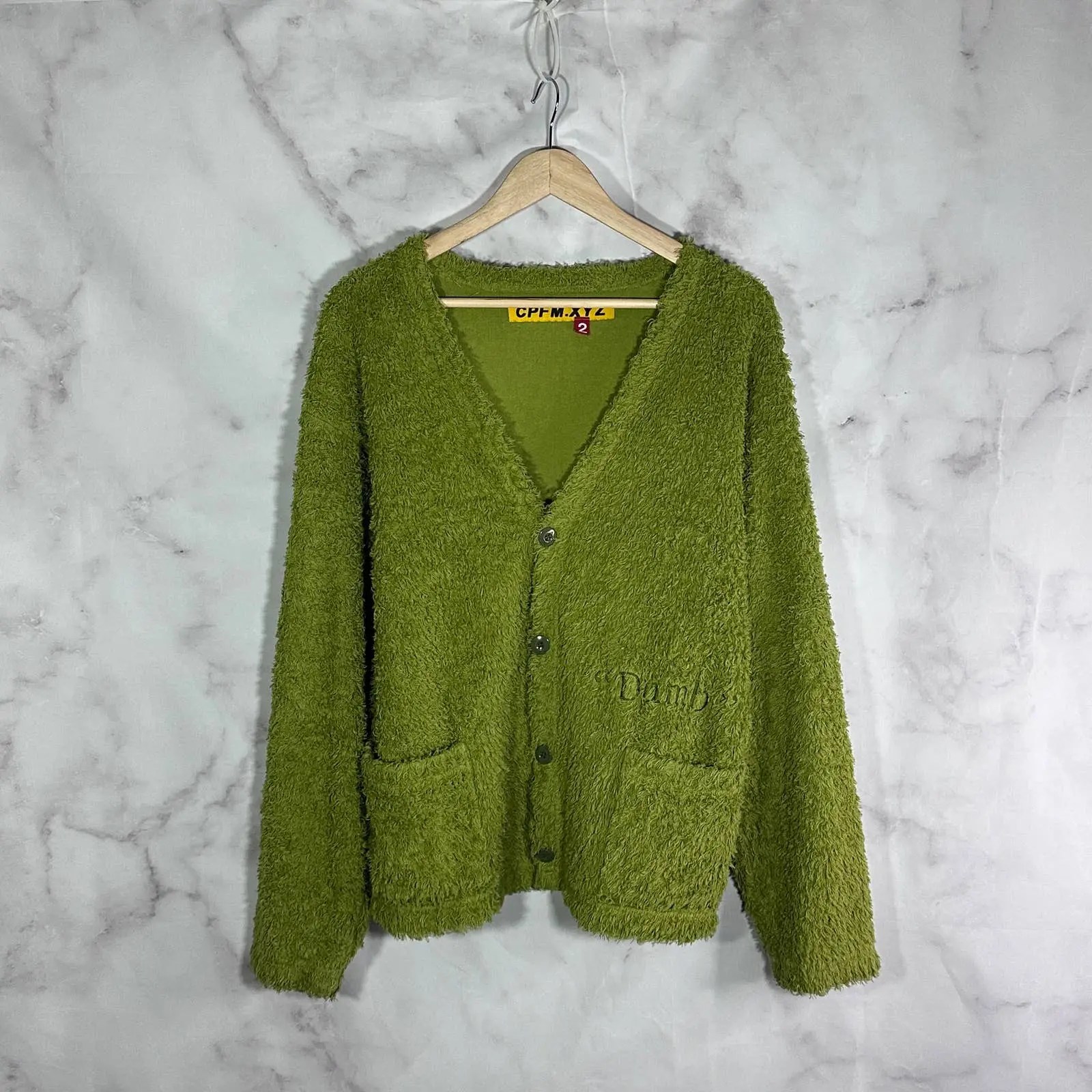 Cactus Plant Flea Market CPFM.xyz “Dumb” Green Cardigan Grailed