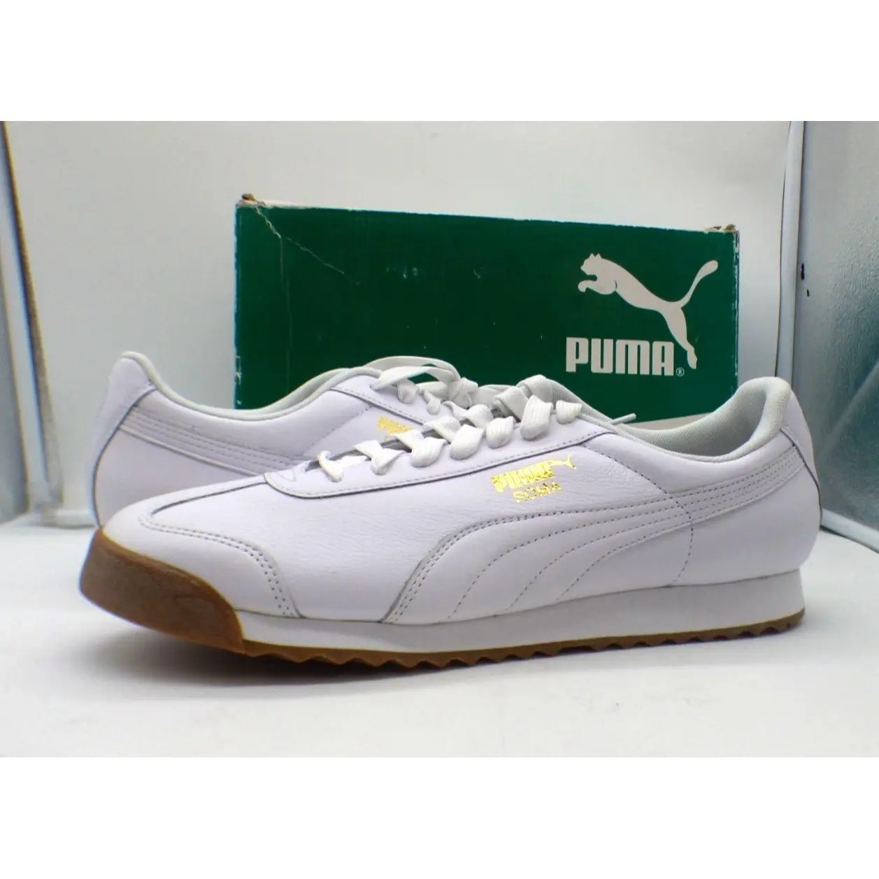 Puma PUMA Men’s Roma Classic Gum Sneakers, Puma White/ Team Gold, Grailed