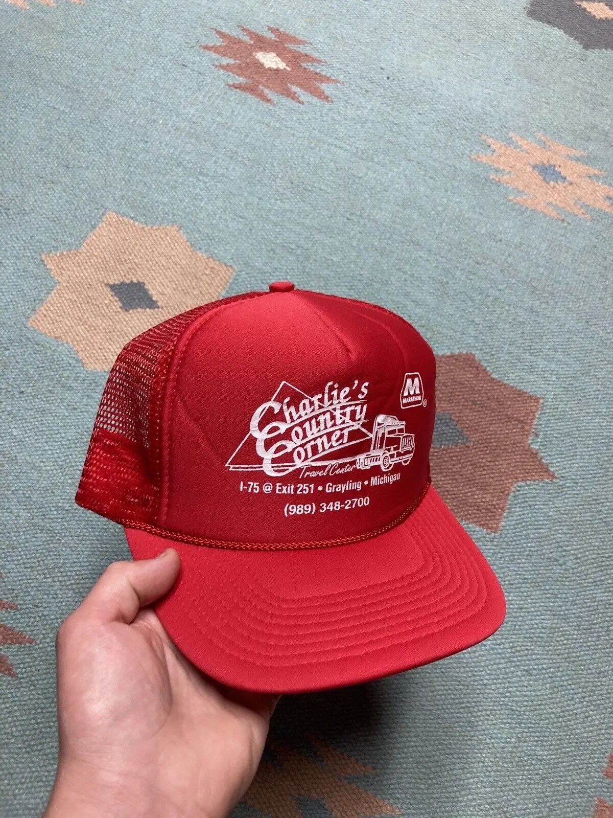Vintage trucker hat Charlie’s country corner marathon gas Michigan