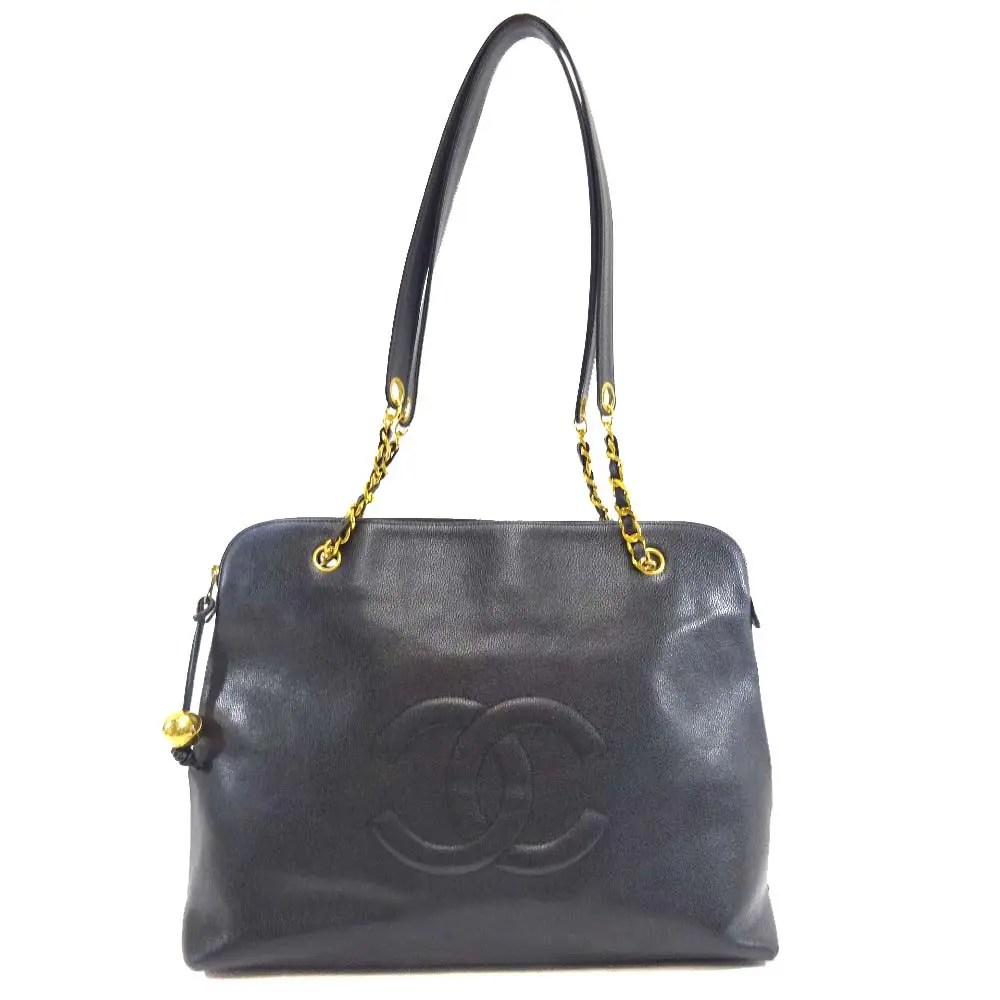 Chanel Chanel Chain Shoulder Tote Bag Black Caviar Skin Grailed