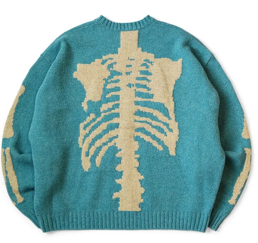 Kapital KAPITAL 5G wool bone crew sweater Skeleton sax new L Grailed