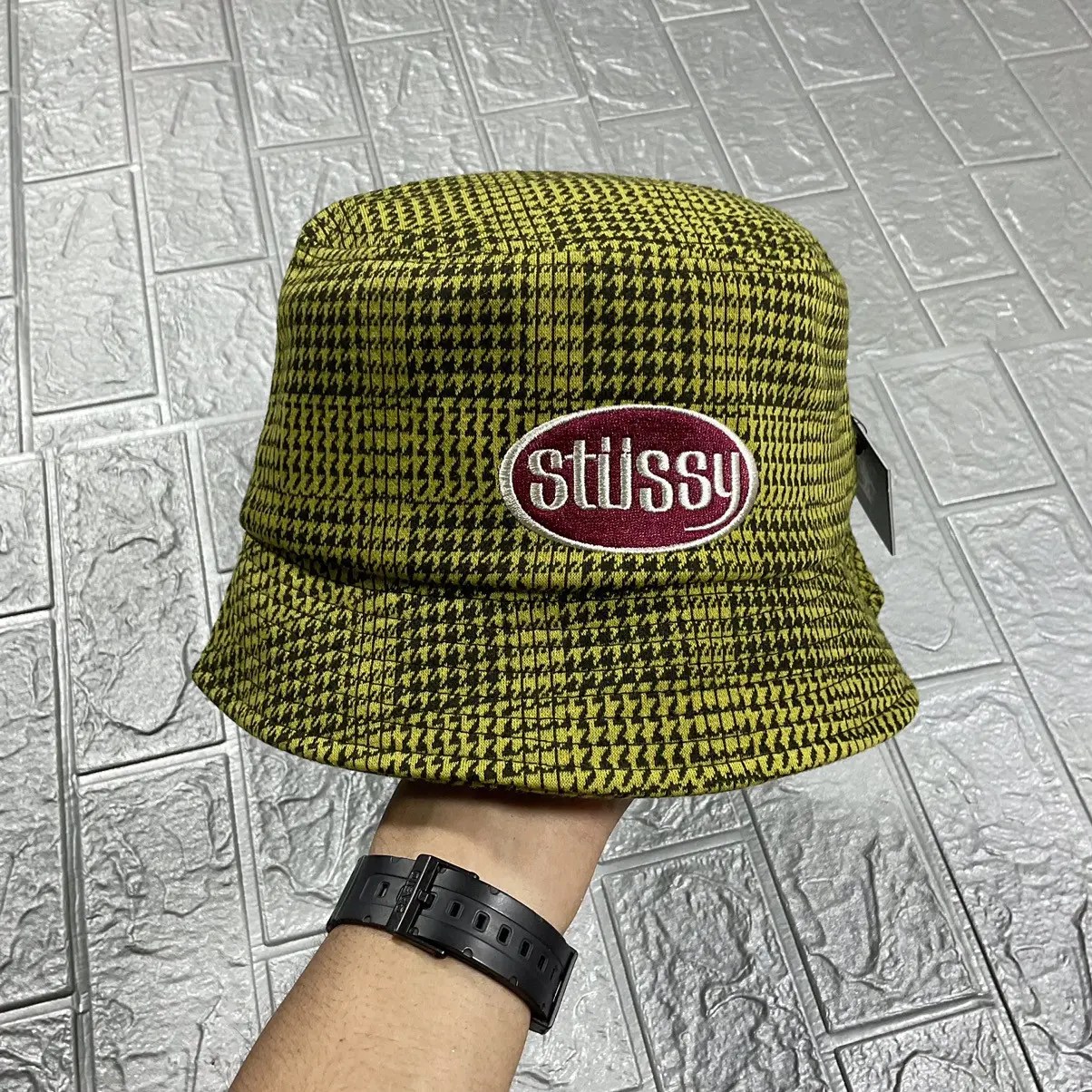 Vintage Stussy Lola Plaid Knit Bucket Hat Gold Grailed