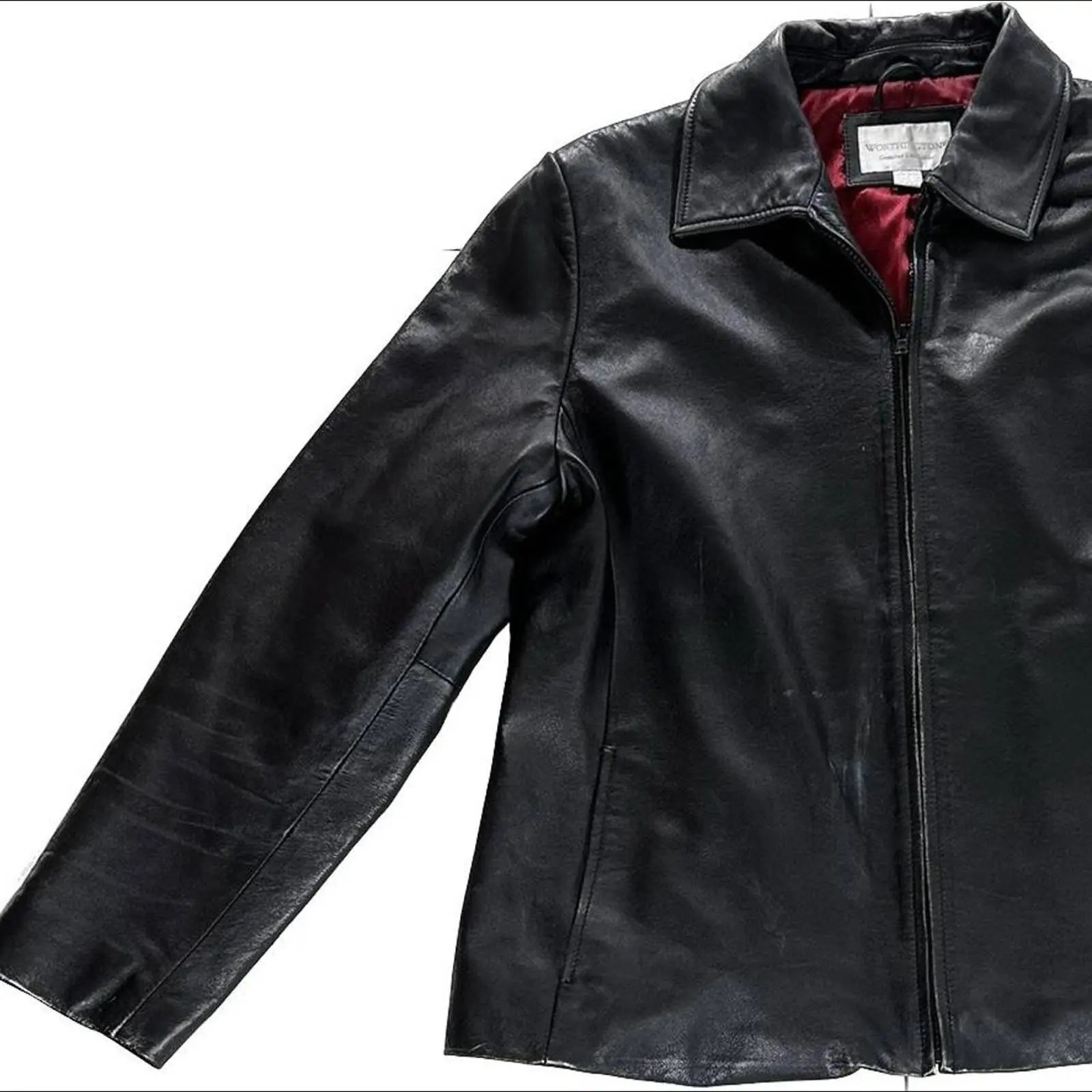 Genuine Leather Women’s Leather Jacket Black Worthington Zip XL Coat