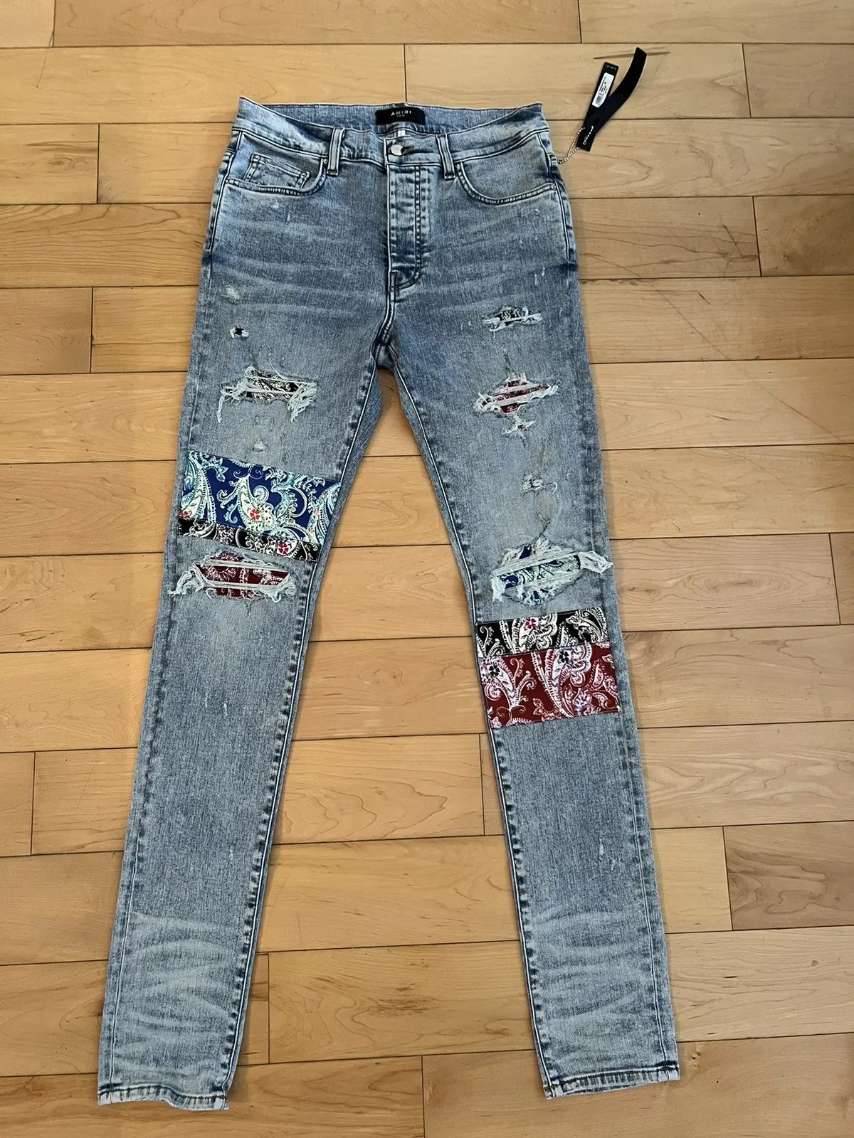 Amiri NWT Amiri Light Vintage Pajama Art Patch Bandana Jeans Grailed