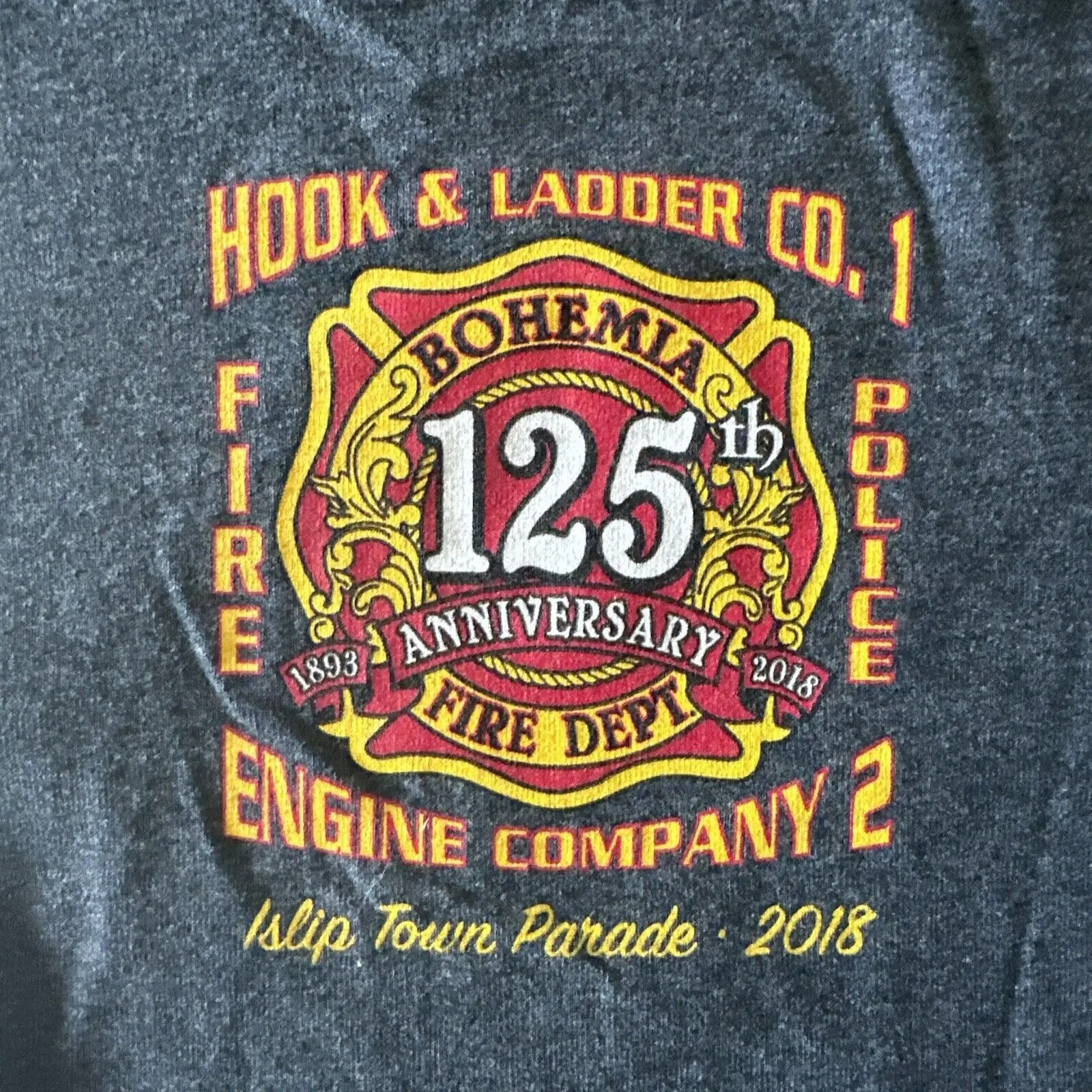 Gildan Firefighter Bohemia NY Fire Department 125th Anniversary Par