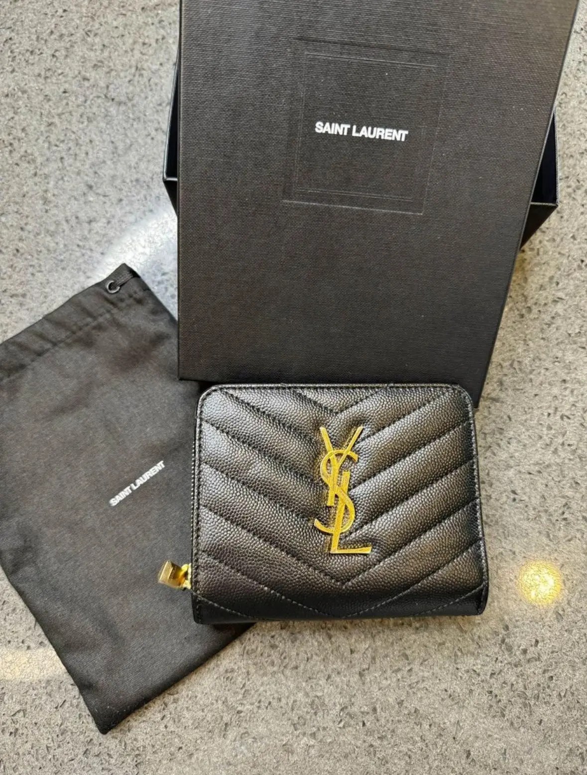 Yves Saint Laurent YSL Cassandre Compact Zip Around Wallet Black Grailed