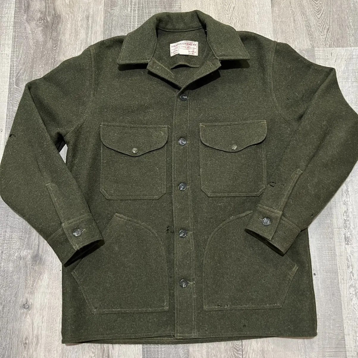 Vintage VTG C.C. Filson Style 85 Green Mackinaw Wool Hunting Jacket