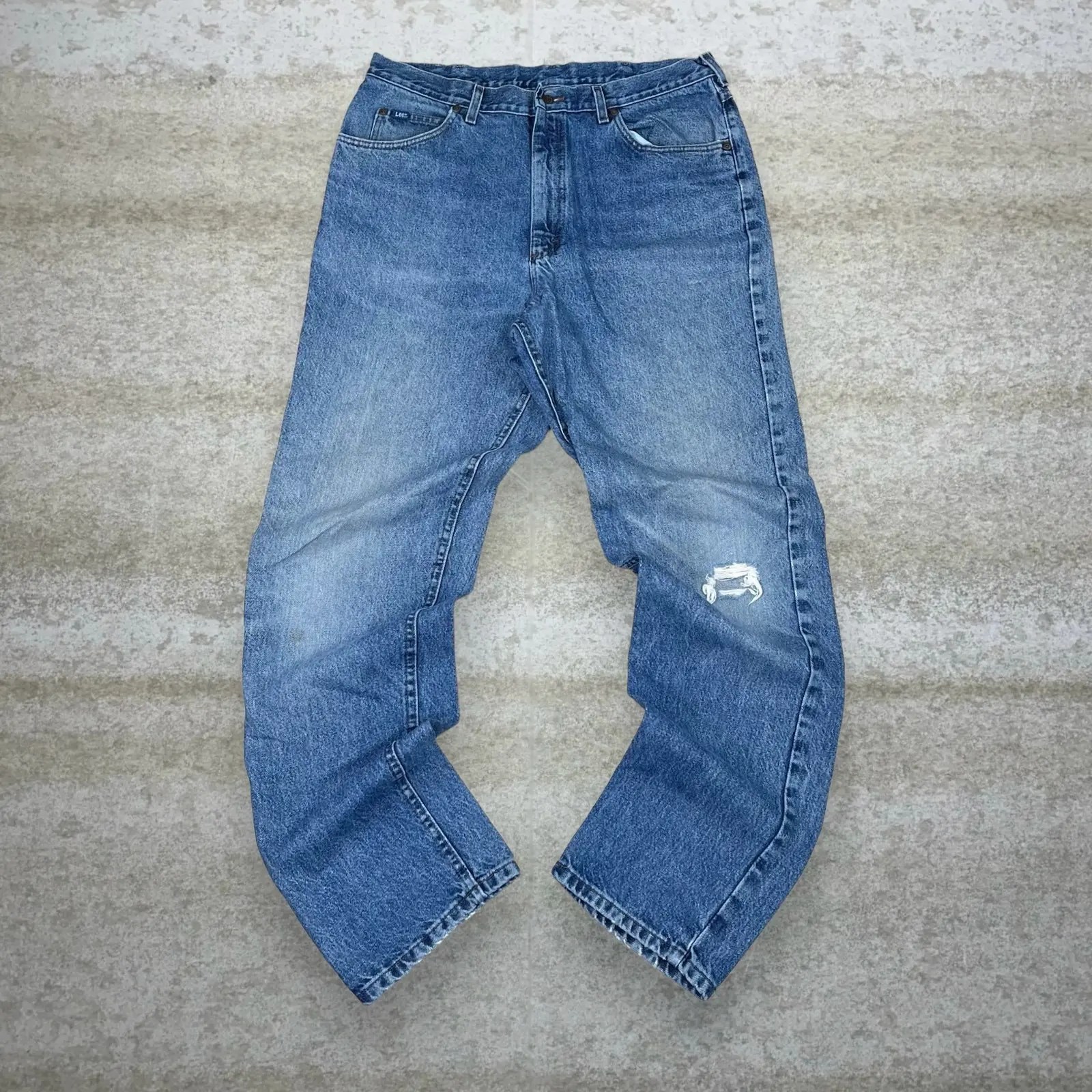 Vintage Crazy Vintage 90s Lee Jeans Baggy Wide Leg Medium Wash Grailed