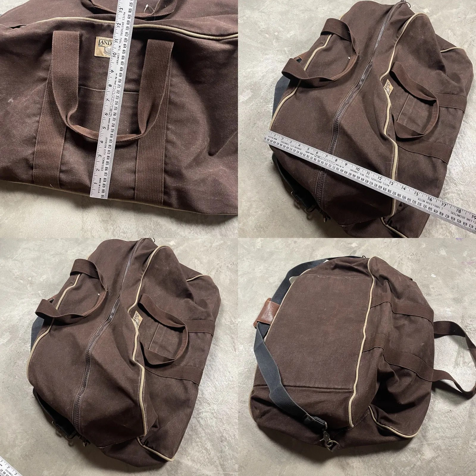 Vintage Vintage Lands End Square Rigger Duffle Bag Large Brown Canvas