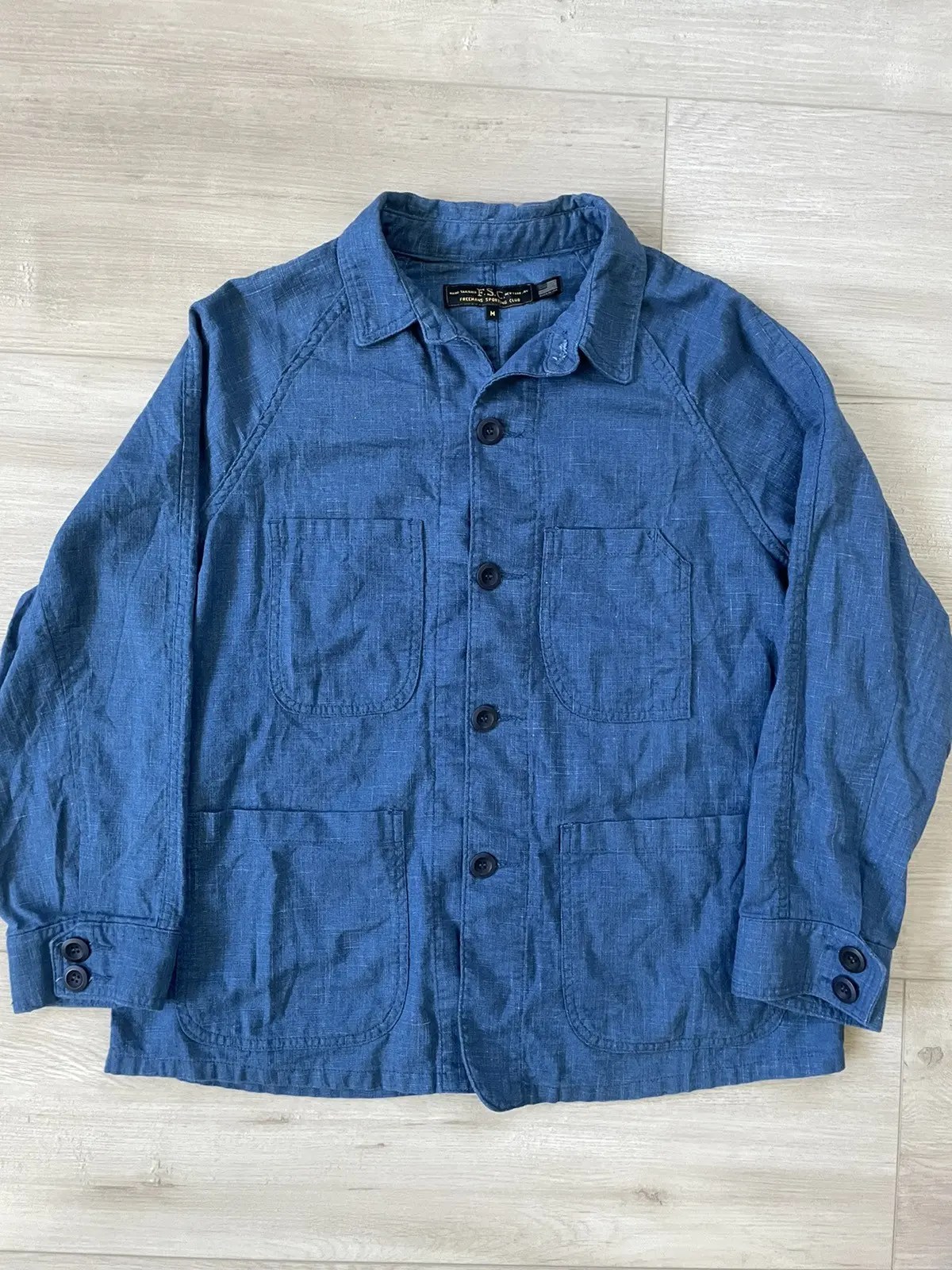Freemans Sporting Club Freemans Sporting Club Indigo Dyed Linen Chore Coat Jacket Grailed