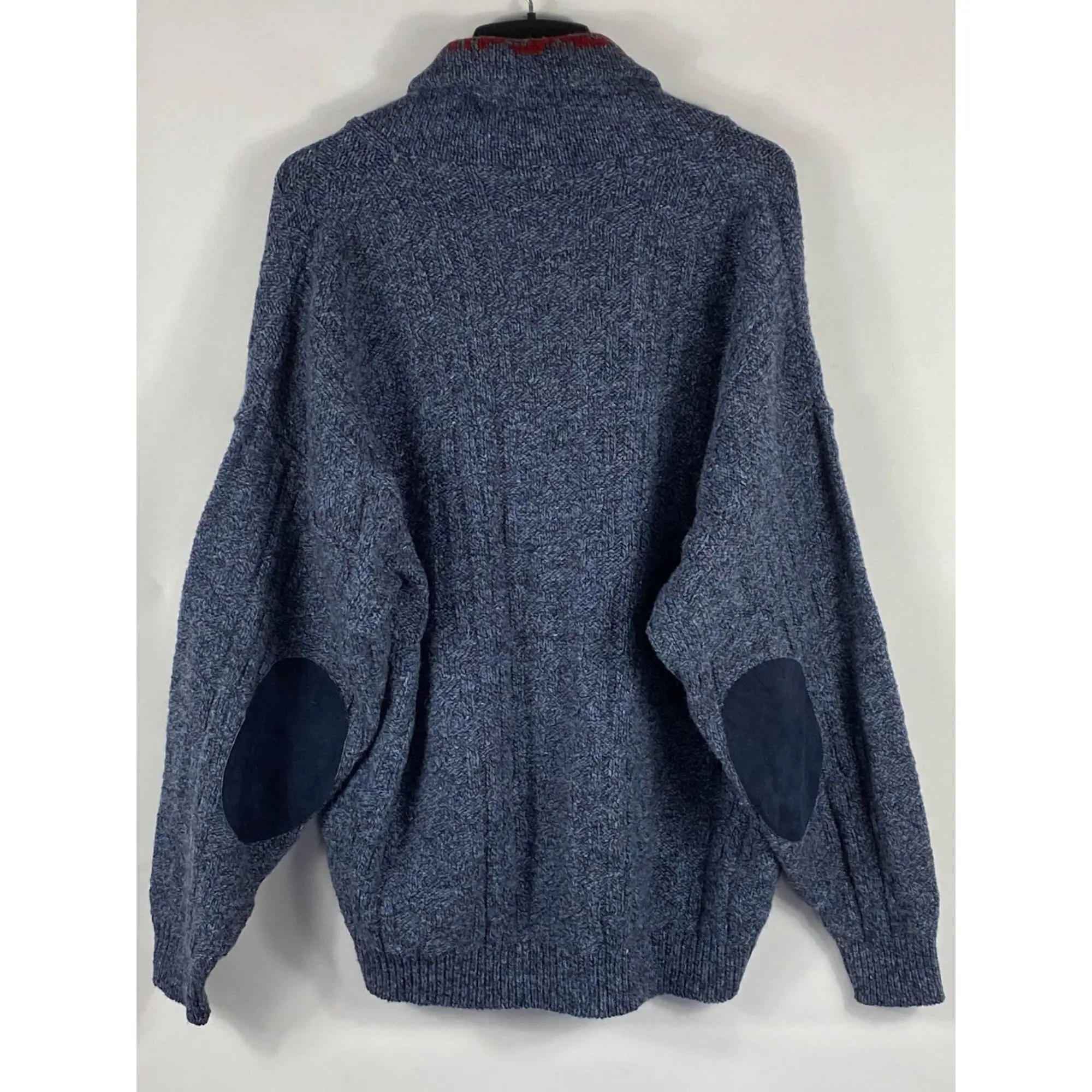 Lands End Vintage Lands' End Wool and Nylon Cardigan Sweater Navy Blue