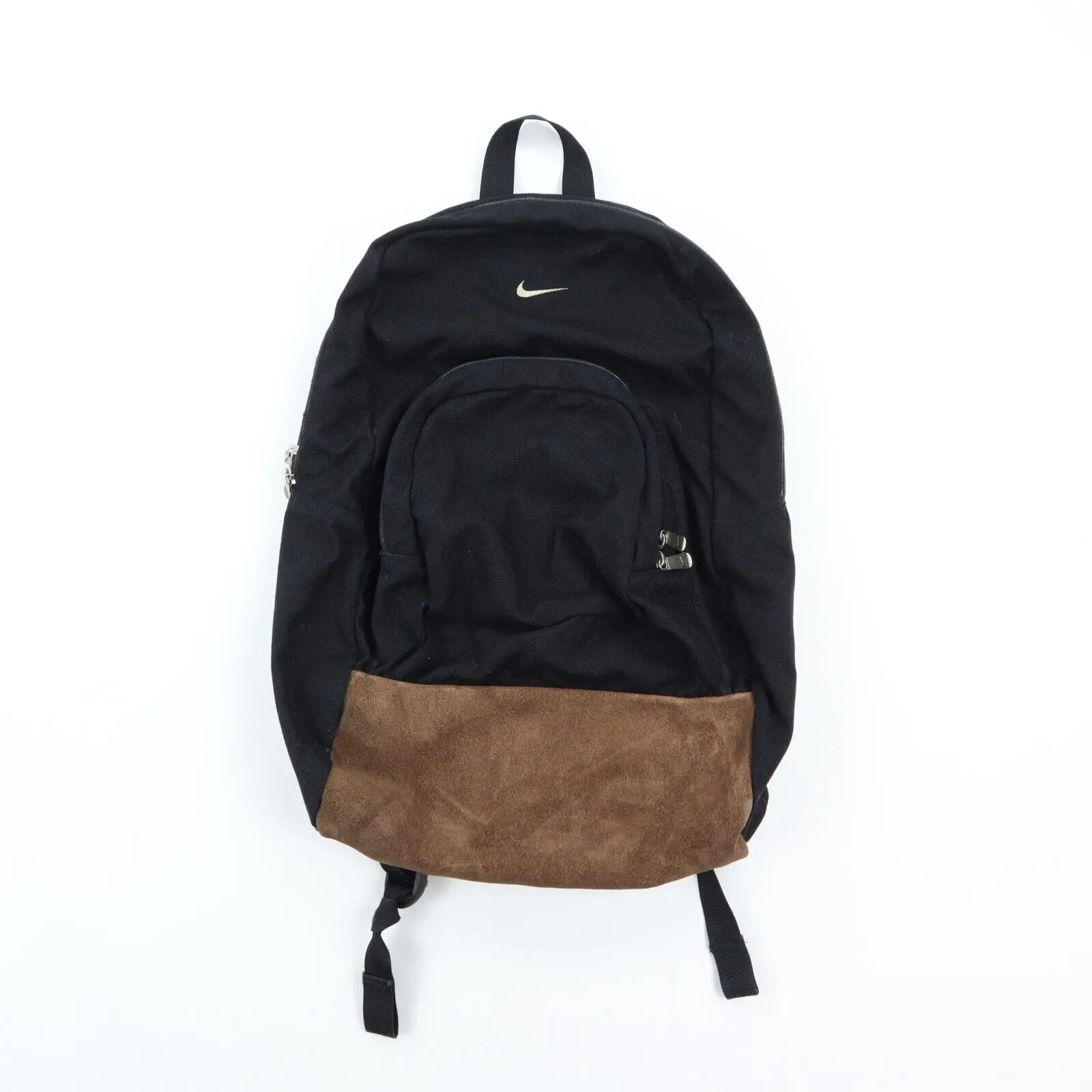 Nike Vintage Nike Leather Bottom Backpack Black Center Swoosh Grailed