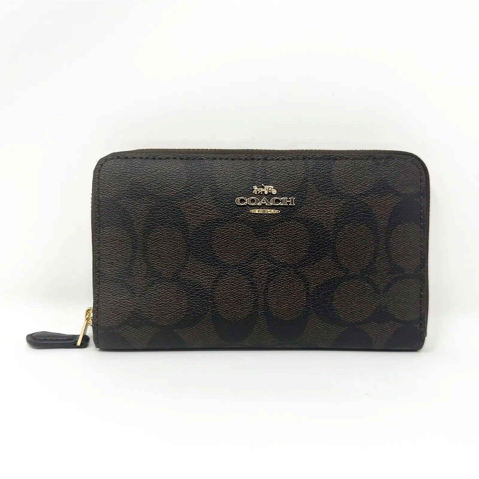 Coach Coach Medium Id Zip Wallet In Signature Canvas Brown 88913 Grailed