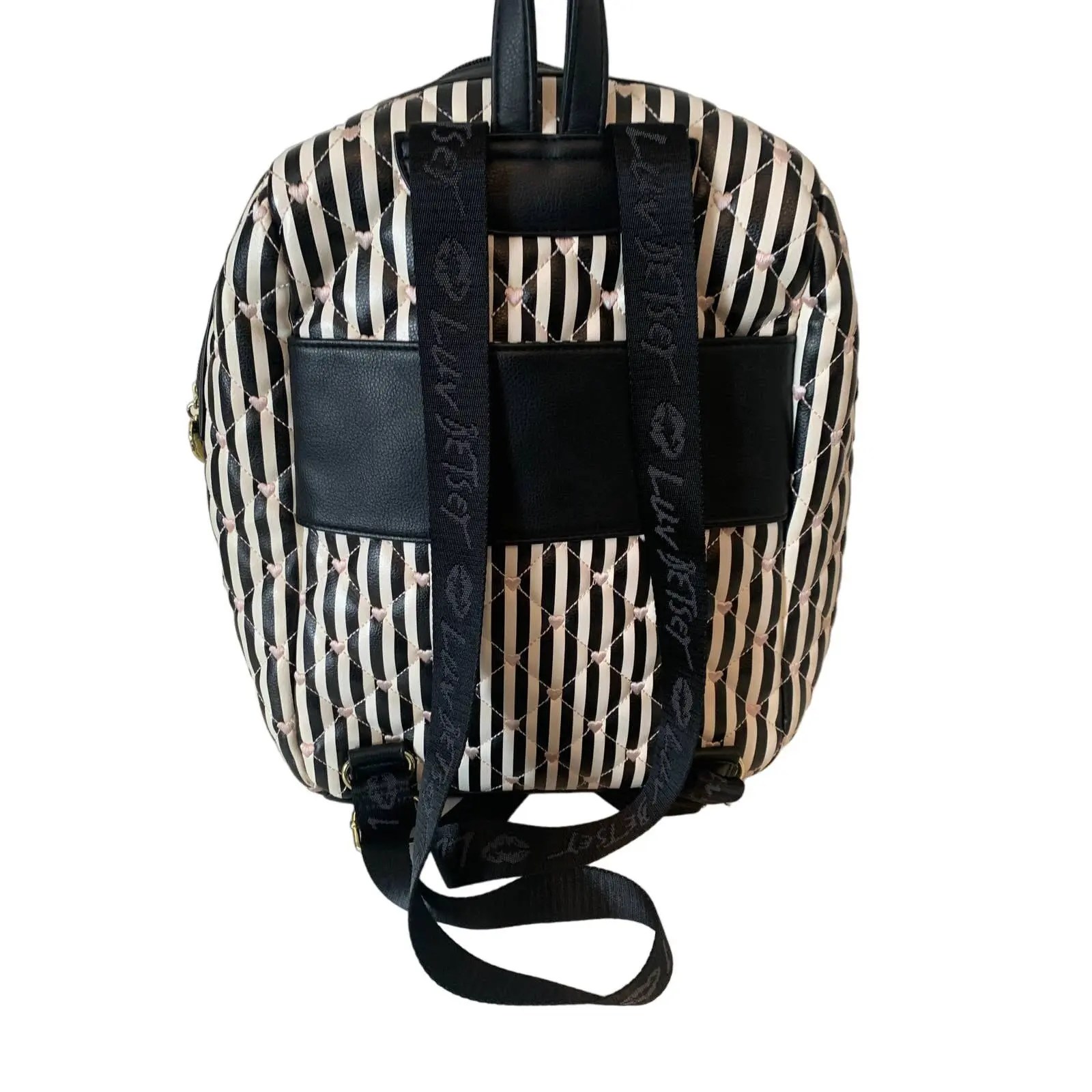 Betsey Johnson Betsey Johnson black and white stripe backpack pink