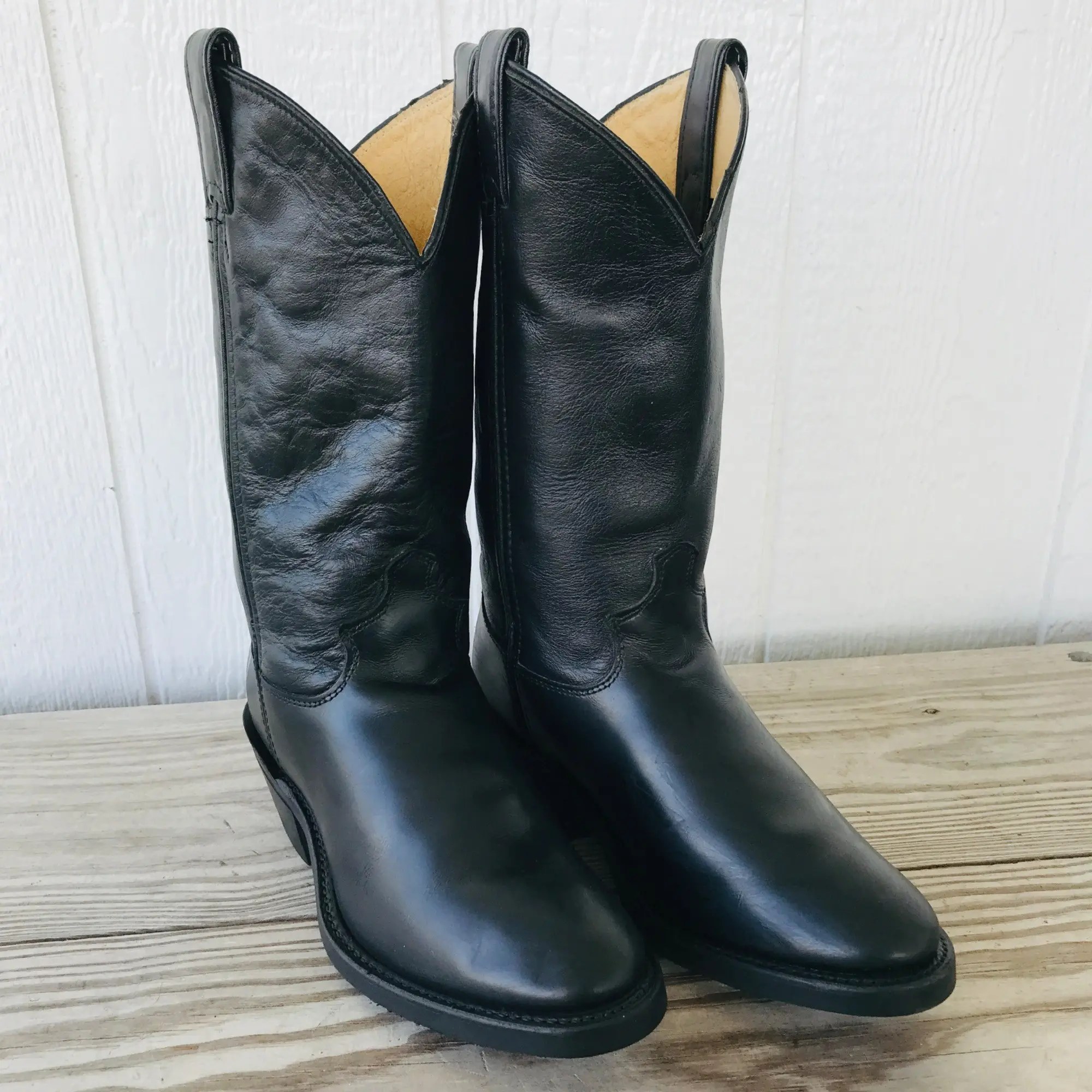 Justin Boots Justin Tobias Mens Black Calfskin Leather Uniform Boot 8.5