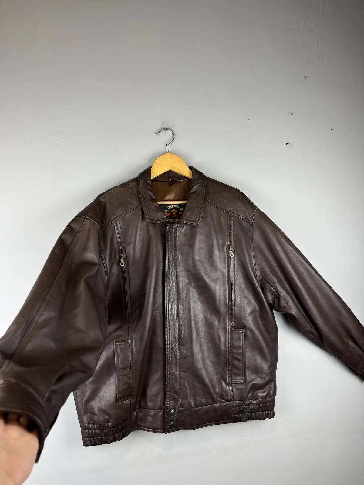 Vintage Vintage 100 Genuine Leather Jacket Noble YKK 1980x Brown Grailed